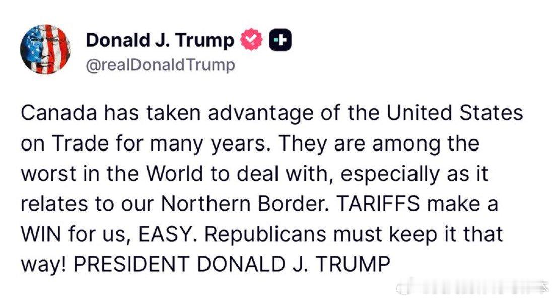 【黄金时代】川普号召共和党人保护北境多年来，加拿大在贸易上一直占美国的便宜。他们
