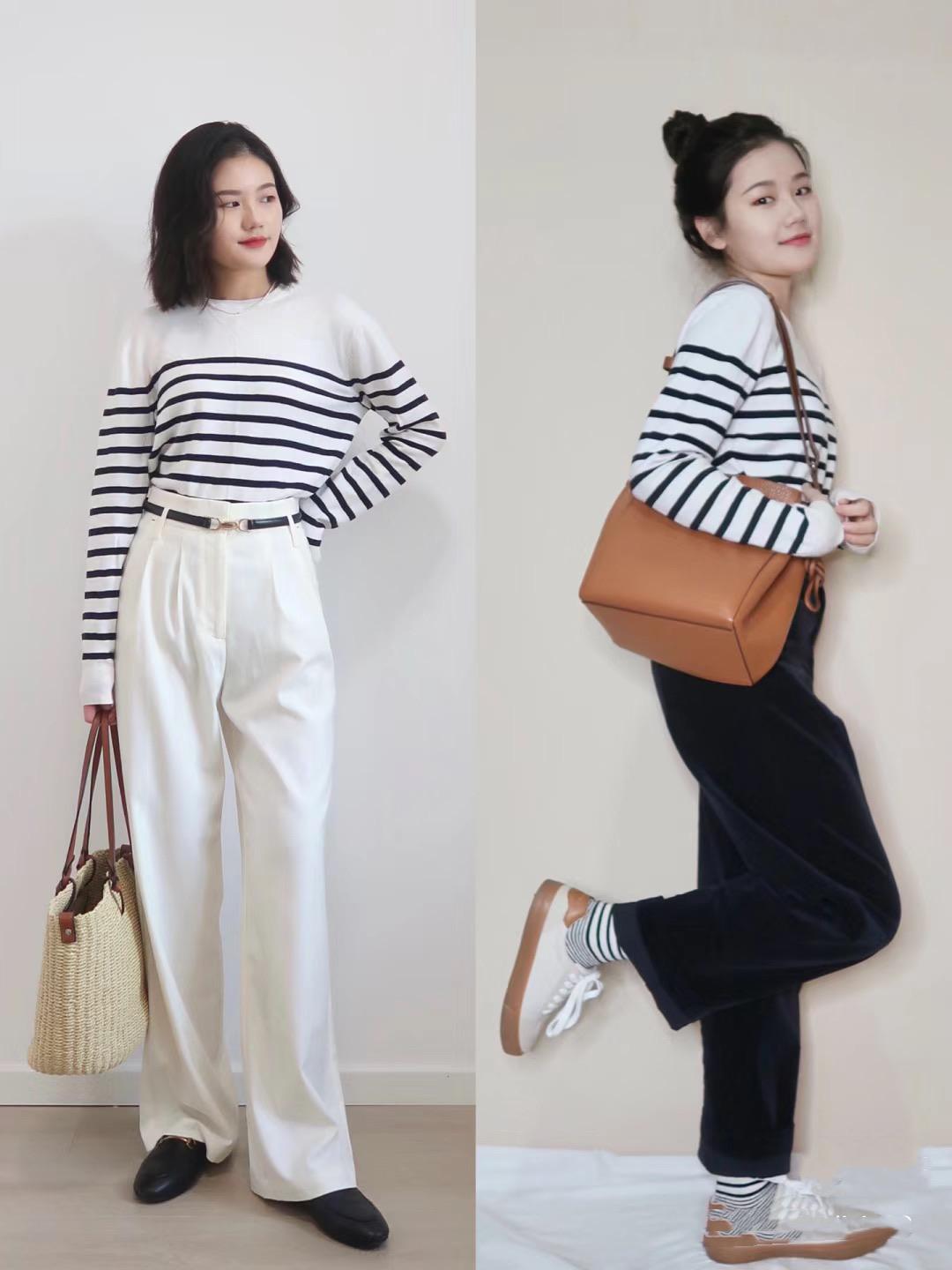 卫衣早穿腻了，“条纹毛衣+高腰裤”时髦又保暖，轻松穿出好气质
在秋天，穿腻了卫衣