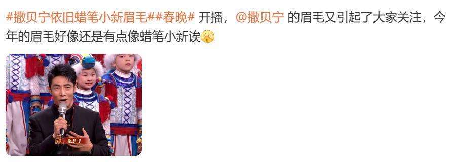 2026年央视春晚开播，撒贝宁的眉毛再上热搜，有网友表示“今年的眉毛好像还是有点
