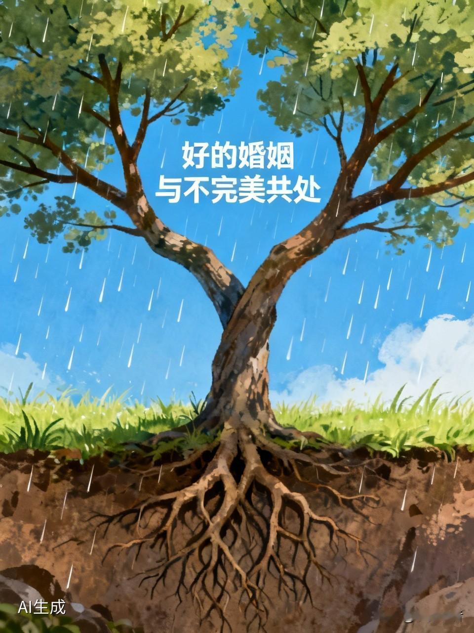好的婚姻不是寻找完美伴侣，而是学会与不完美共处。它像两棵相邻的树，既要各自向上生