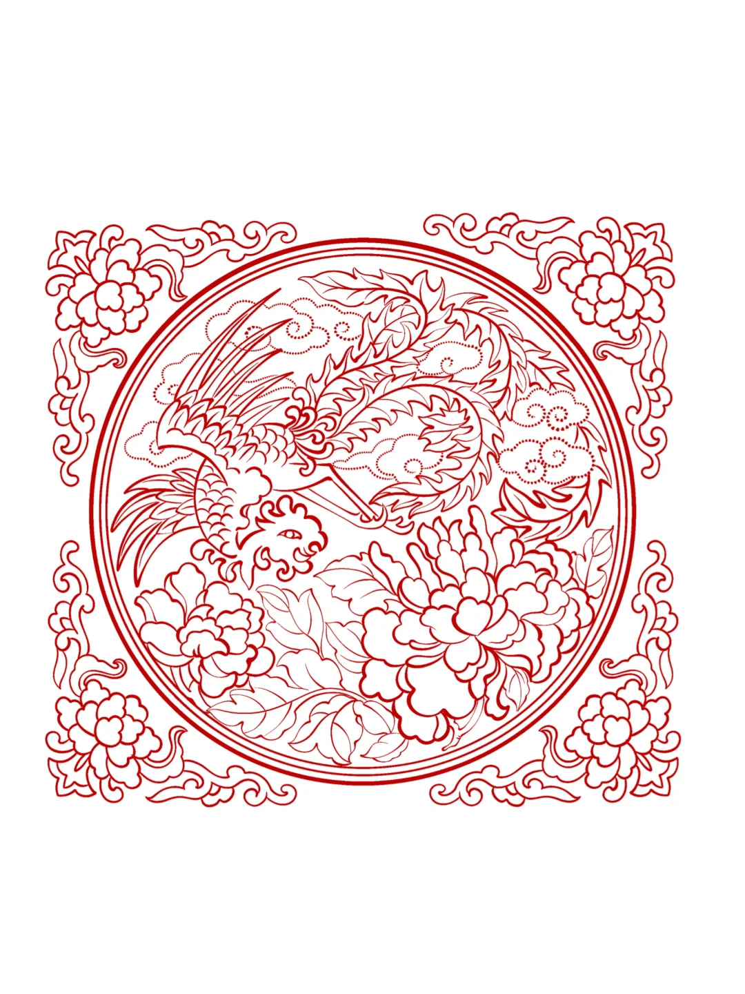 传统图案纹样凤凰牡丹