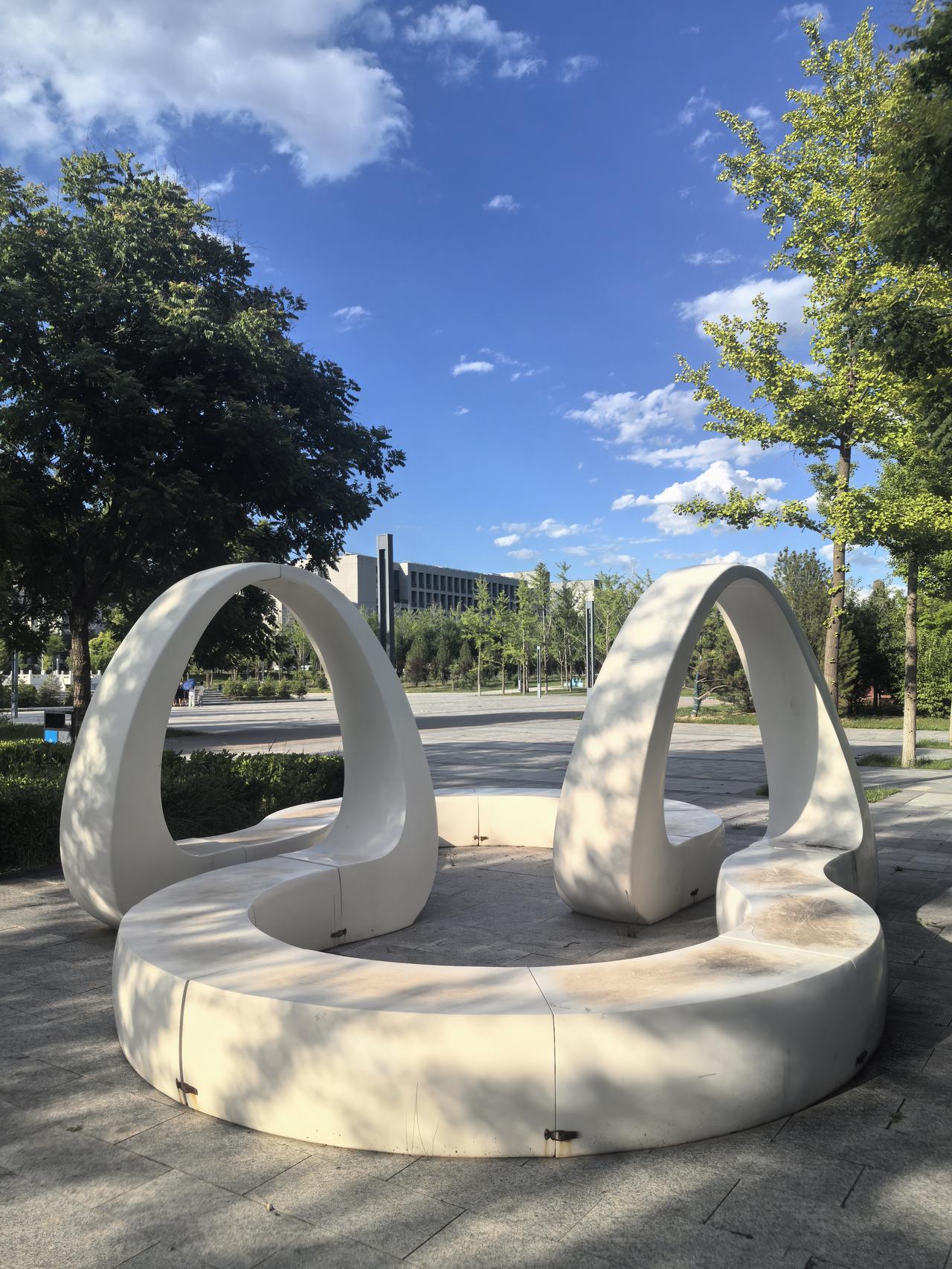 两个大圈圈，坐在公园里。