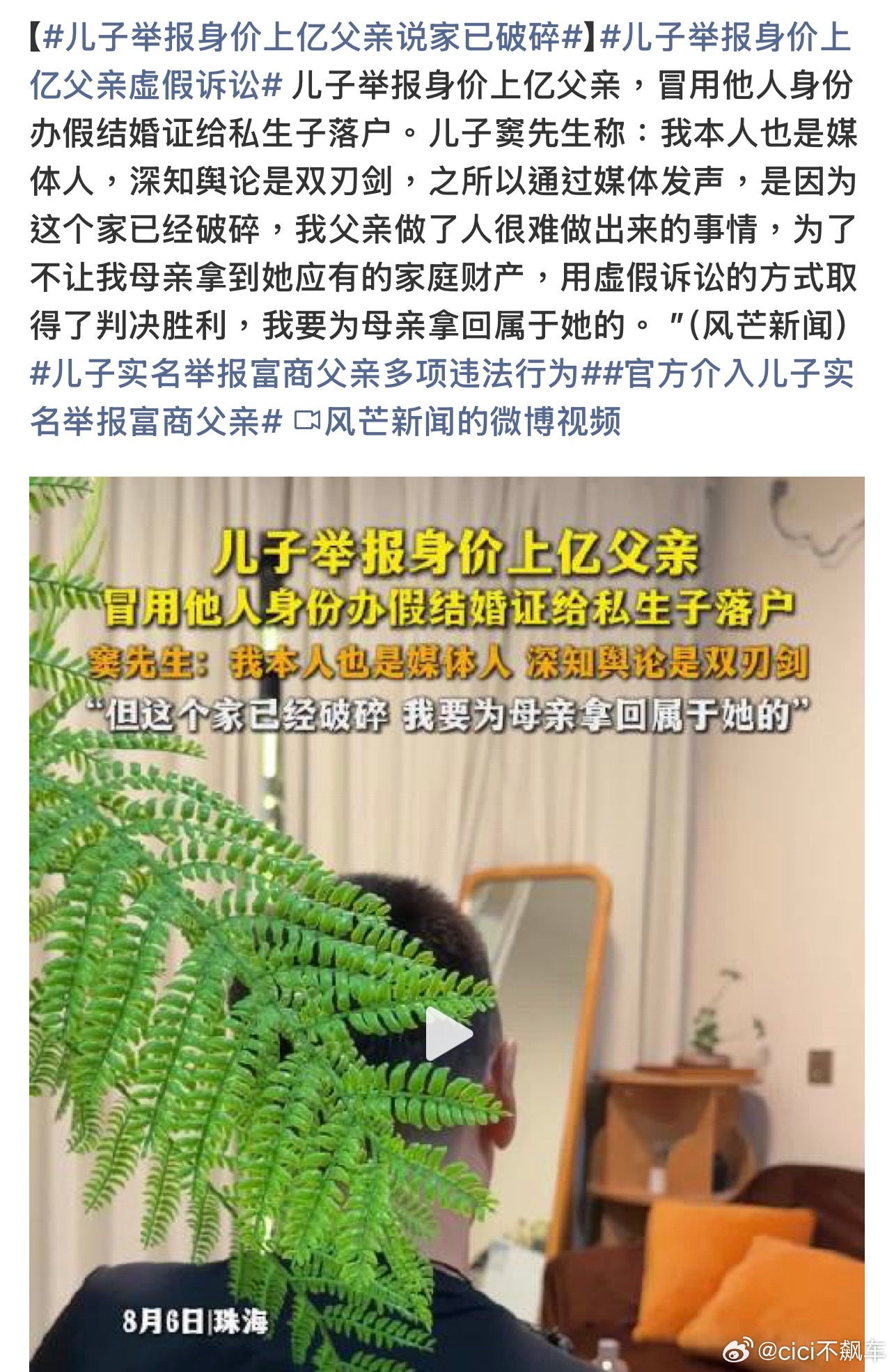 儿子举报身价上亿父亲说家已破碎看着有点乱给大家捋清楚了，这个豪门家庭纠纷不只是家