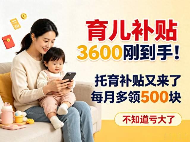 育儿补贴3600刚到手！托育补贴又来了每月多领，好多宝妈亏大了