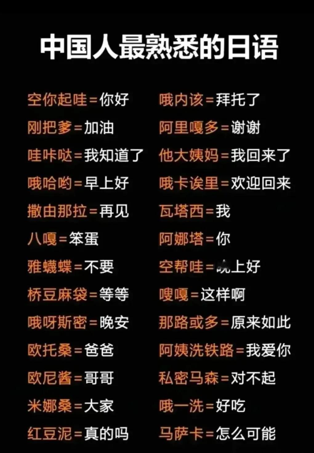 中国人最熟悉的日语
中国人最熟悉的日语

估计大家最熟悉的日语，莫过于八嘎=笨蛋