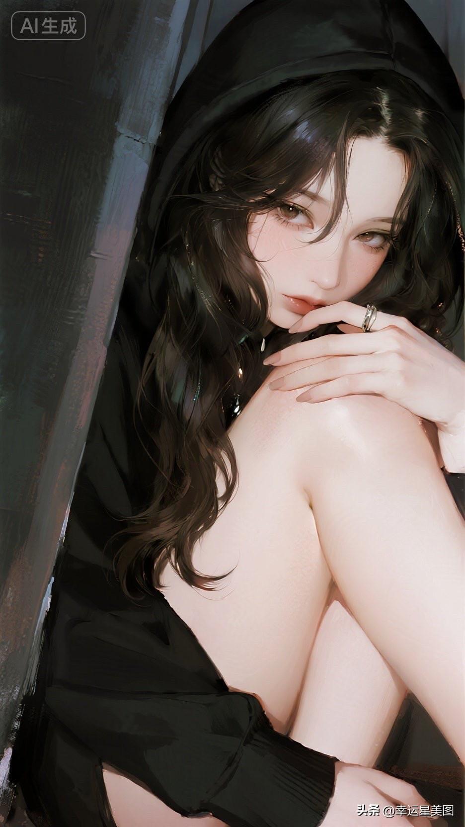 沉醉在梦幻的夜色中，感受AI美女的迷人魅力。