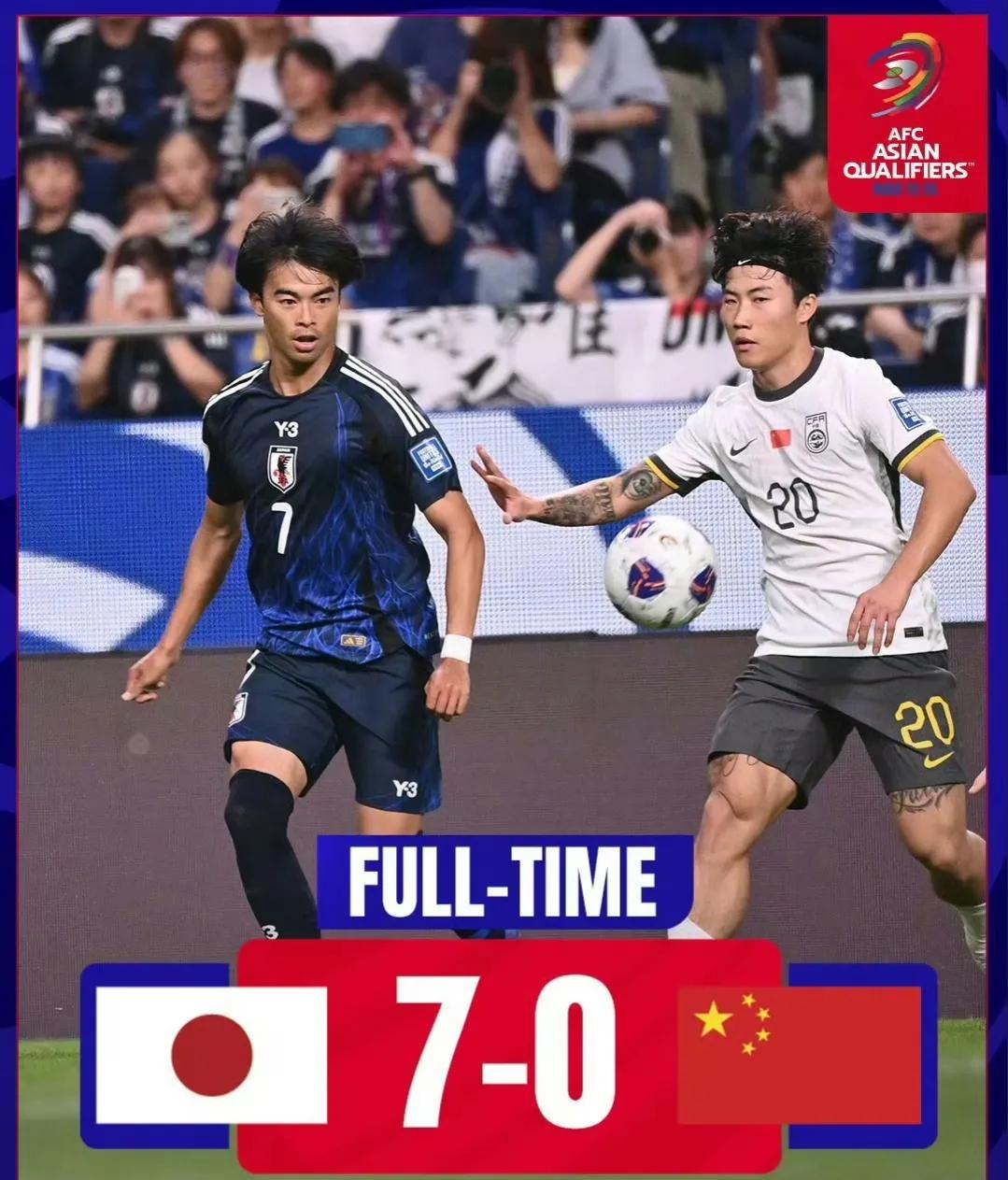 #国足0-7日本#似乎我们已经平静了，没什么结果是无法面对的，没上双已经是全力防