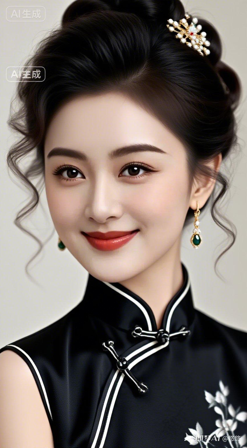 优雅旗袍美人，复古发饰点缀，尽显东方韵味！🌸💄👗