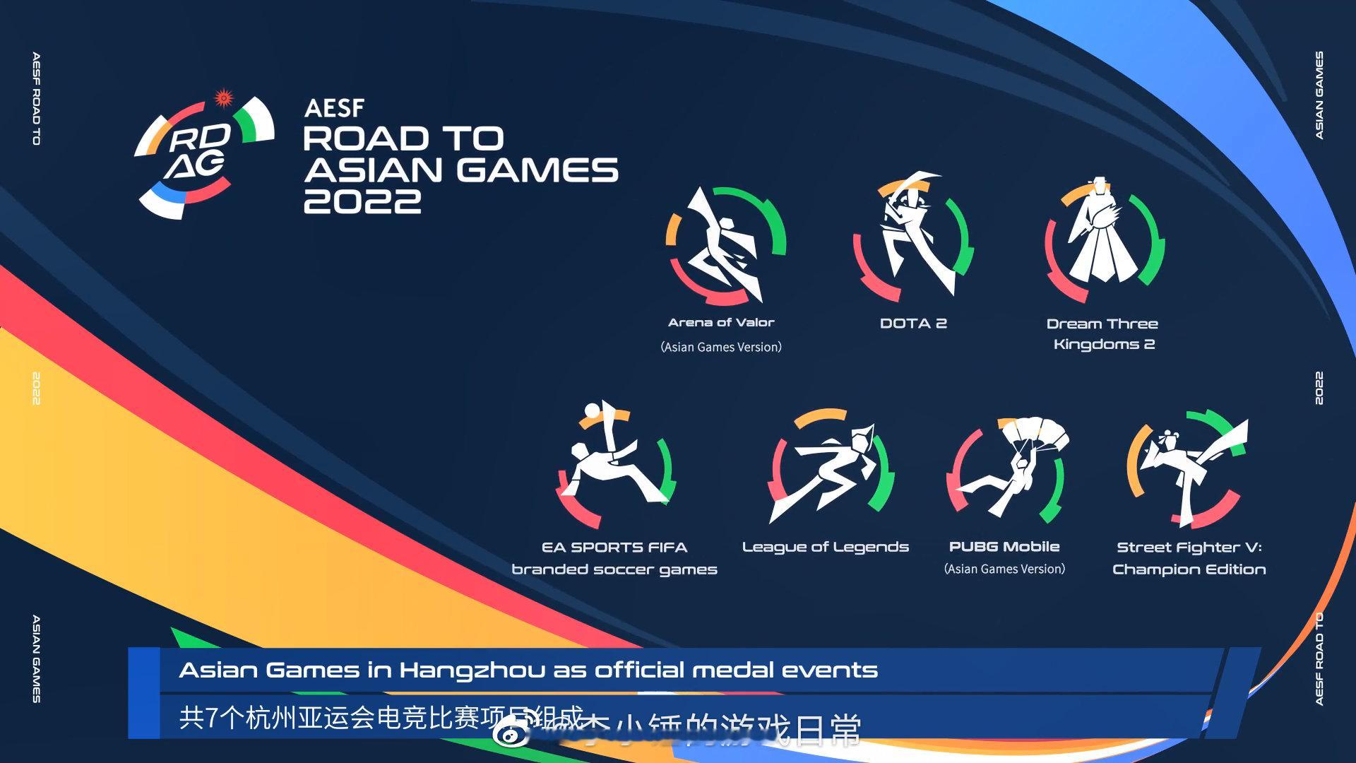 2022杭州亚运会电子竞技单项项目图标出炉包含《英雄联盟》《和平精英亚运版本》《