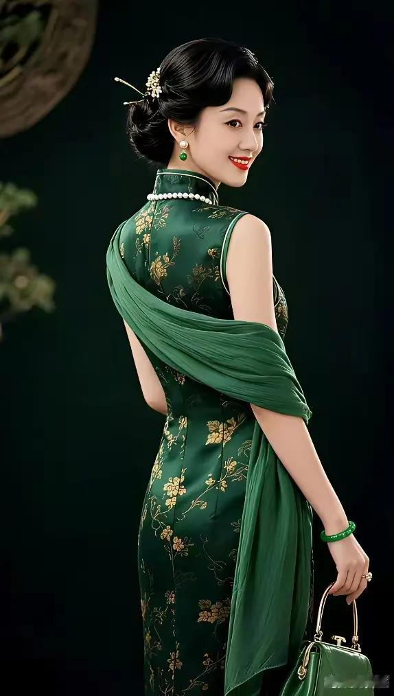 女人一旦穿旗袍，
浑身上下都自豪。
一袭绫罗添雅韵，
贴身裁剪显妖娆。