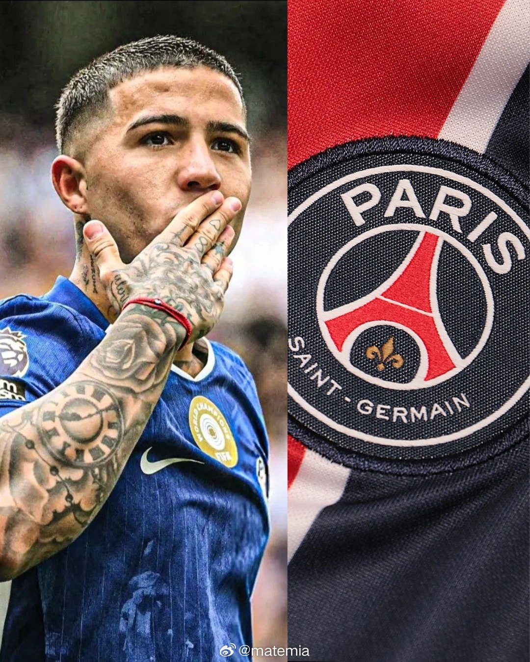 据法国队报称，💣🇫🇷 巴黎圣日耳曼有意恩佐·费尔南德斯。⛔️这家法国媒体表