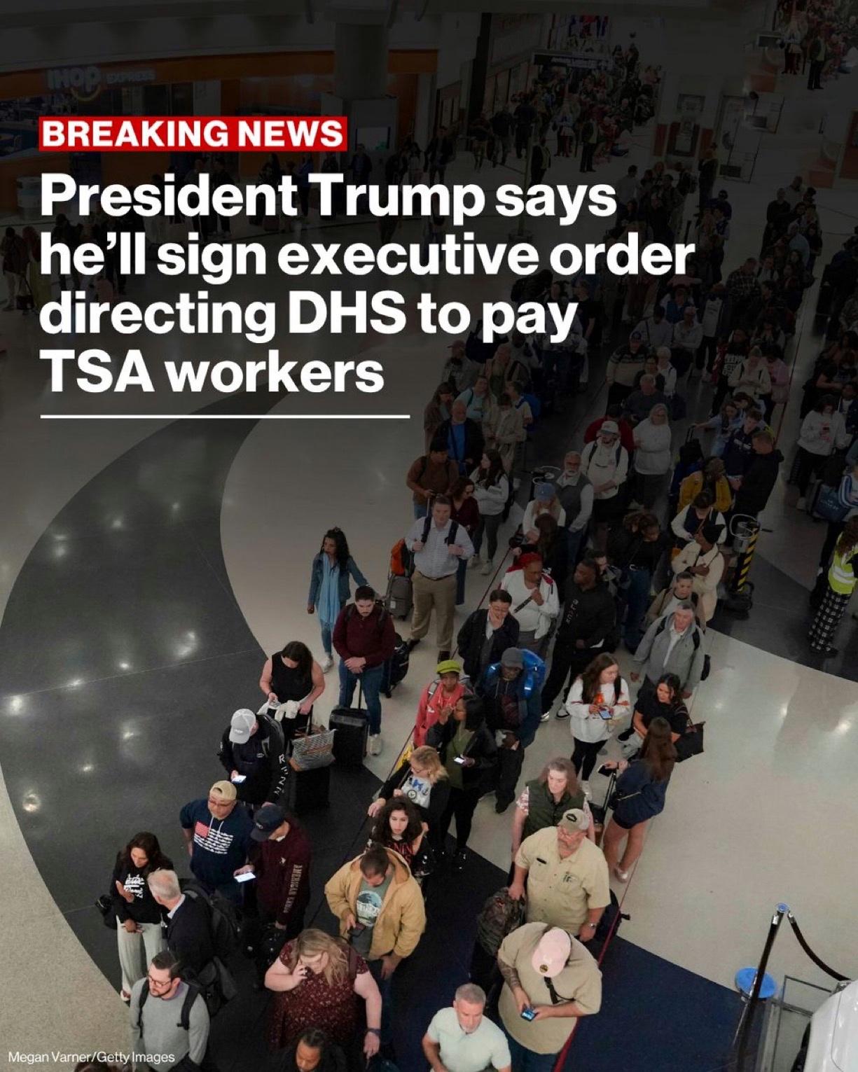 特朗普在社交媒体上宣布，他将签署一项行政命令，指示新宣誓就职的国土安全部部长马克