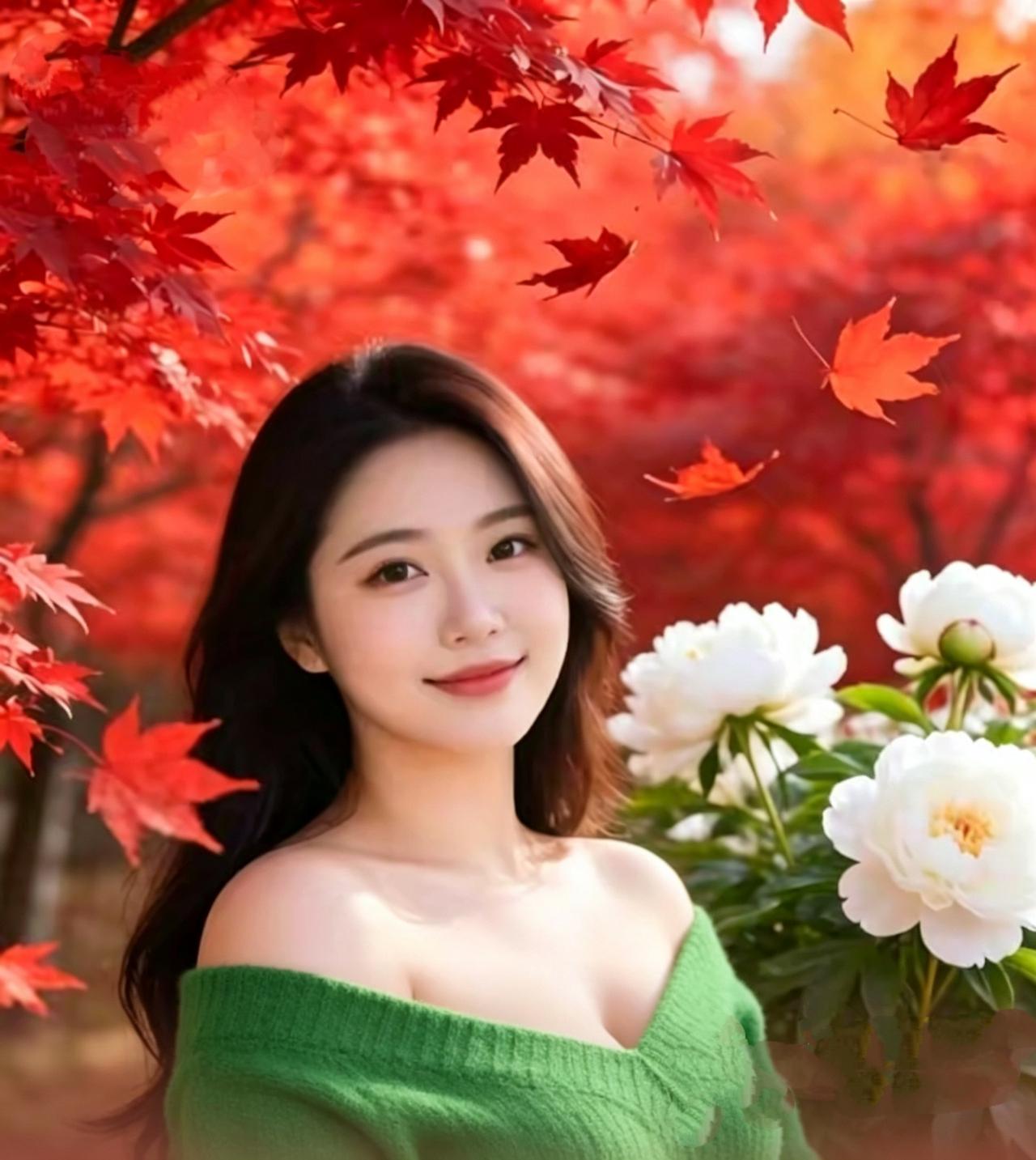 《枫红与白》
 
枫叶燃尽了秋光，
像一场盛大的火焰，
漫过整片林莽，
落在你发