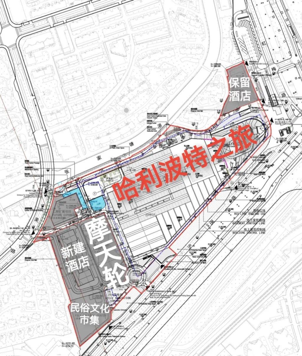上海市闵行区政府官网公示了锦江乐园的改造更新项目图，显示了哈利·波特片场之旅主体