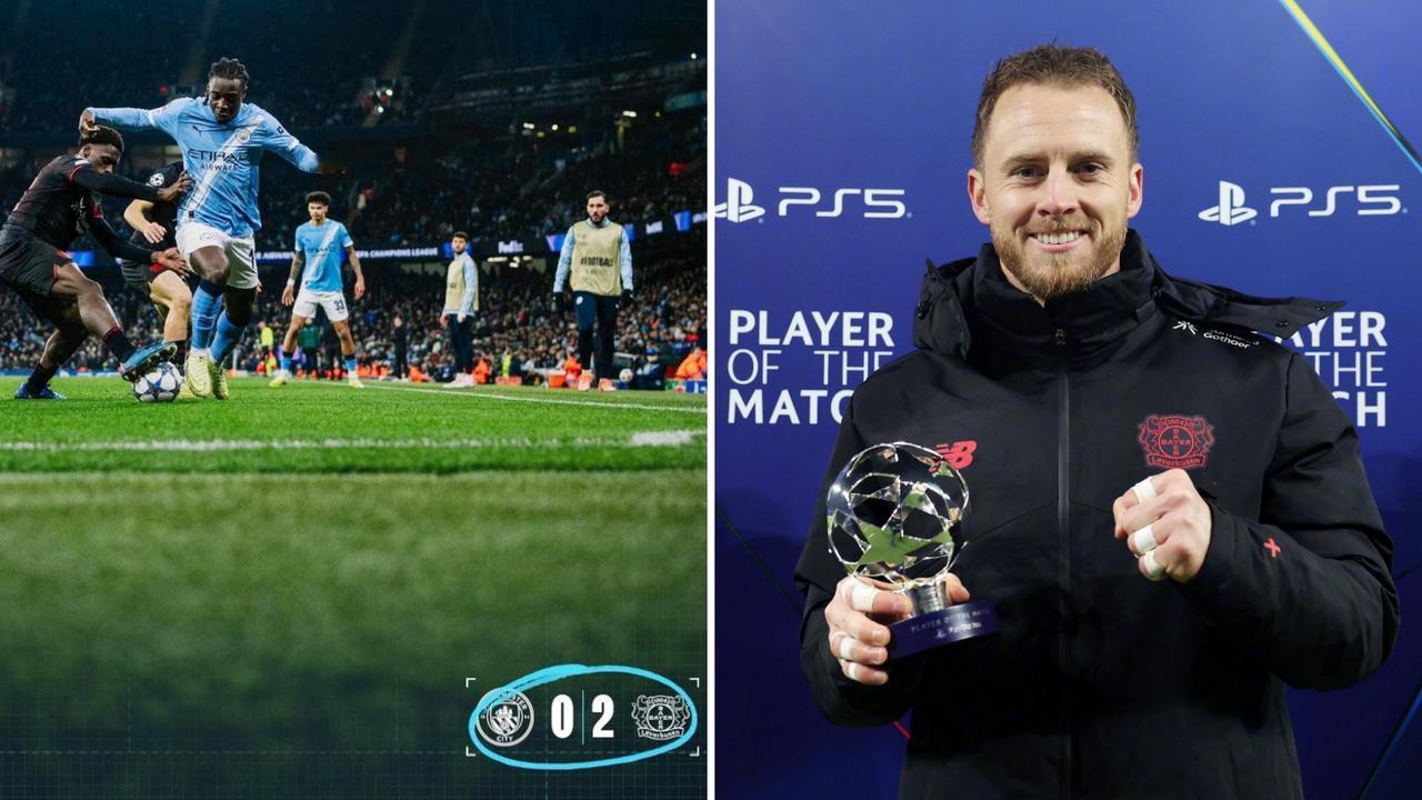 欧冠：曼城轮换阵容主场0-2负于勒沃库森，遭遇本赛季欧冠首败。
格里马尔多率先建