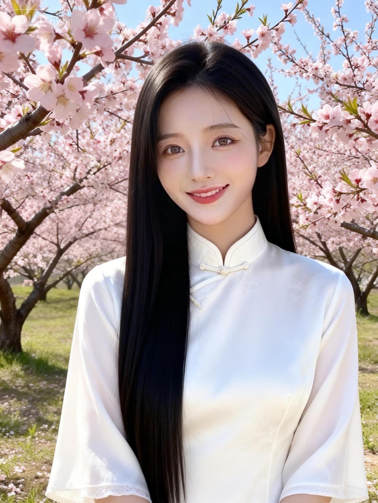 春风拂面笑，花影映人娇。