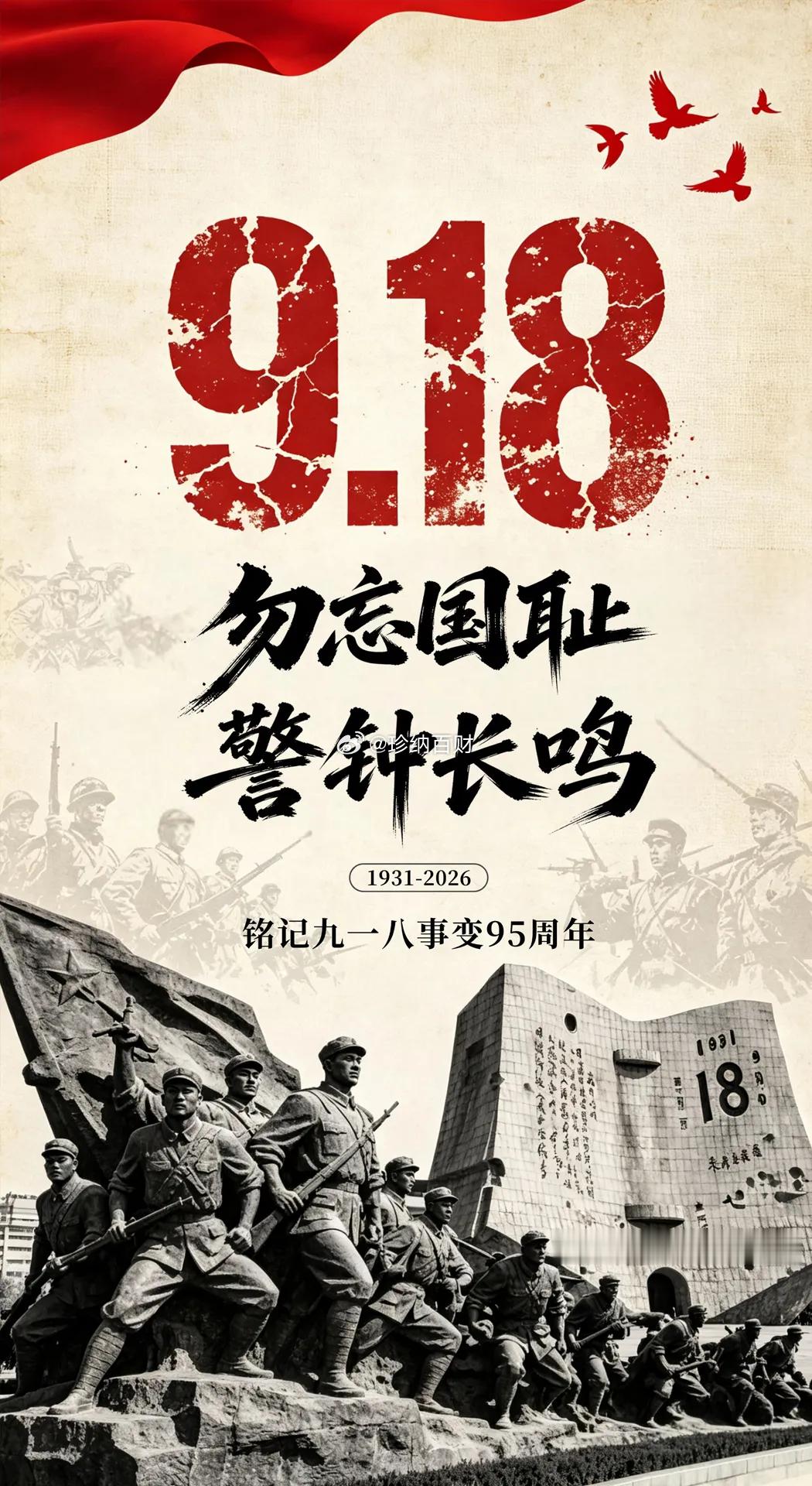 各位股友早！今天是本周收官最后一天！也是九一八事变95周年，不忘曾经烽烟起，心中