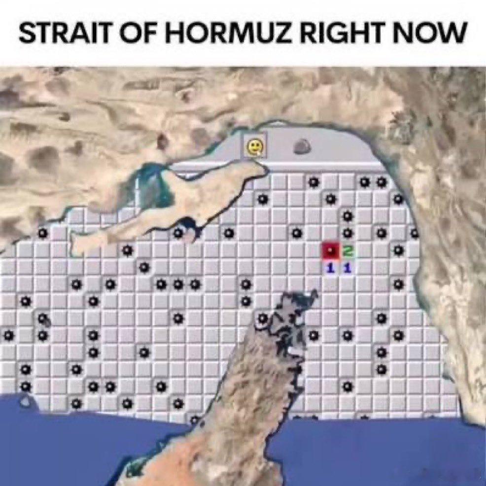 美媒，美国特朗普总统方面表示，霍尔木兹海峡无法开通的原因是水雷。伊朗无法开放霍尔