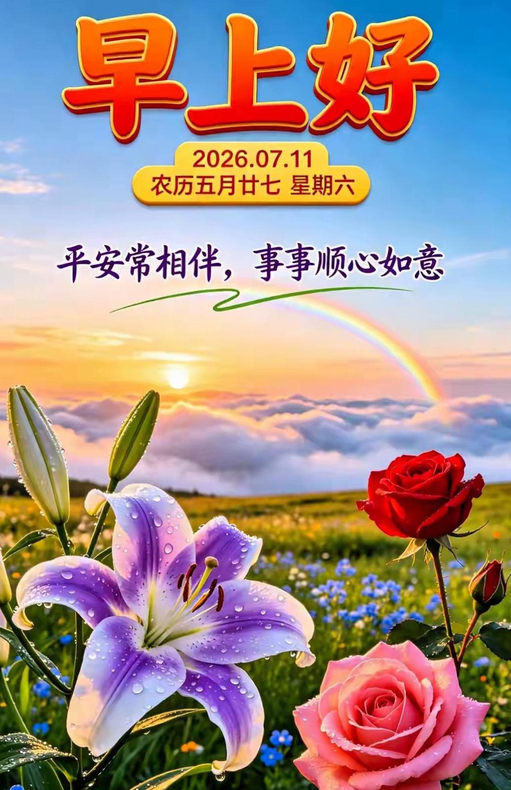 🌞早安！今天是2026年7月11日，星期六，农历五月二十七。一周的忙碌工作就此