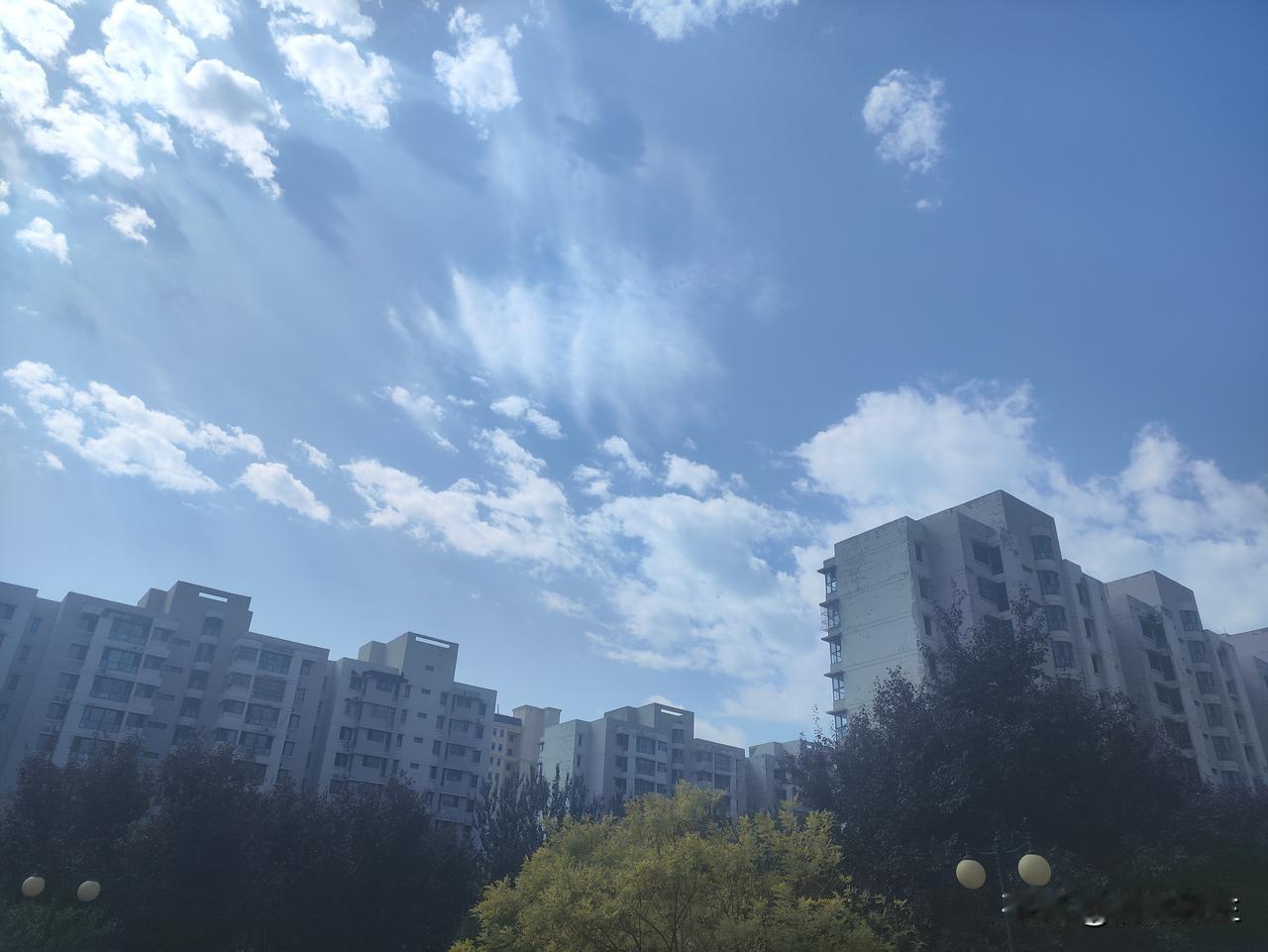 昨日宝坻的天气格外舒服，澄澈蓝天铺满视野，朵朵白云形态各异，随风缓缓舒展。阳光穿
