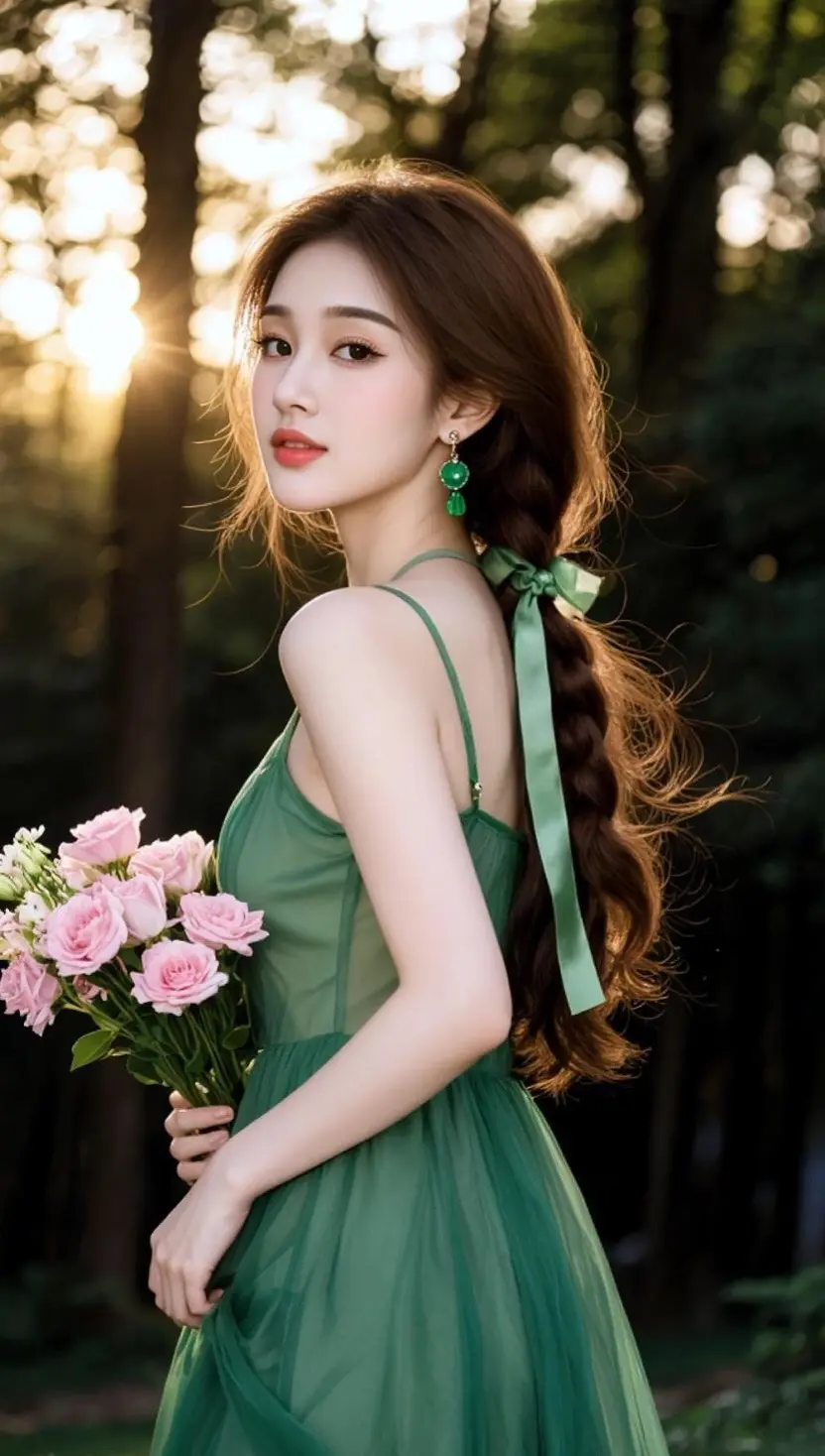 AI森系绿裙写真 随变ai随便玩 玩法合伙人计划