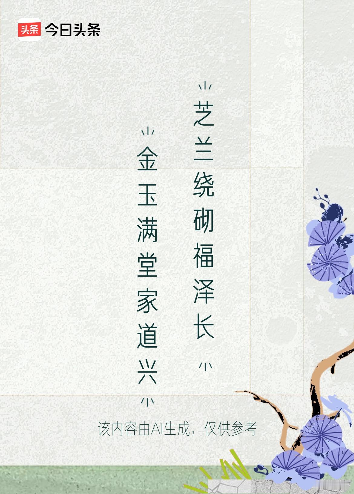 下联：芝兰绕砌福泽长。