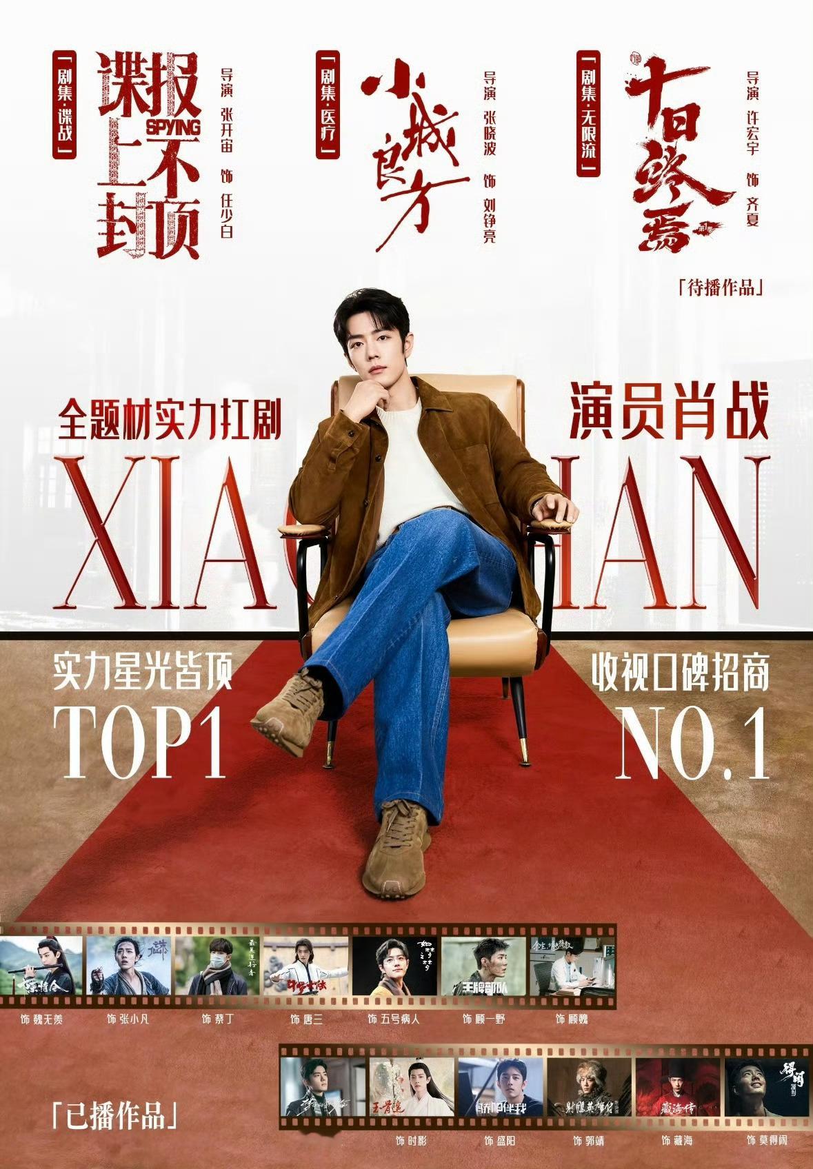 肖战近年影视实绩收获满满，2026年以《藏海传》拿到白玉兰最佳男演员提名，斩获S