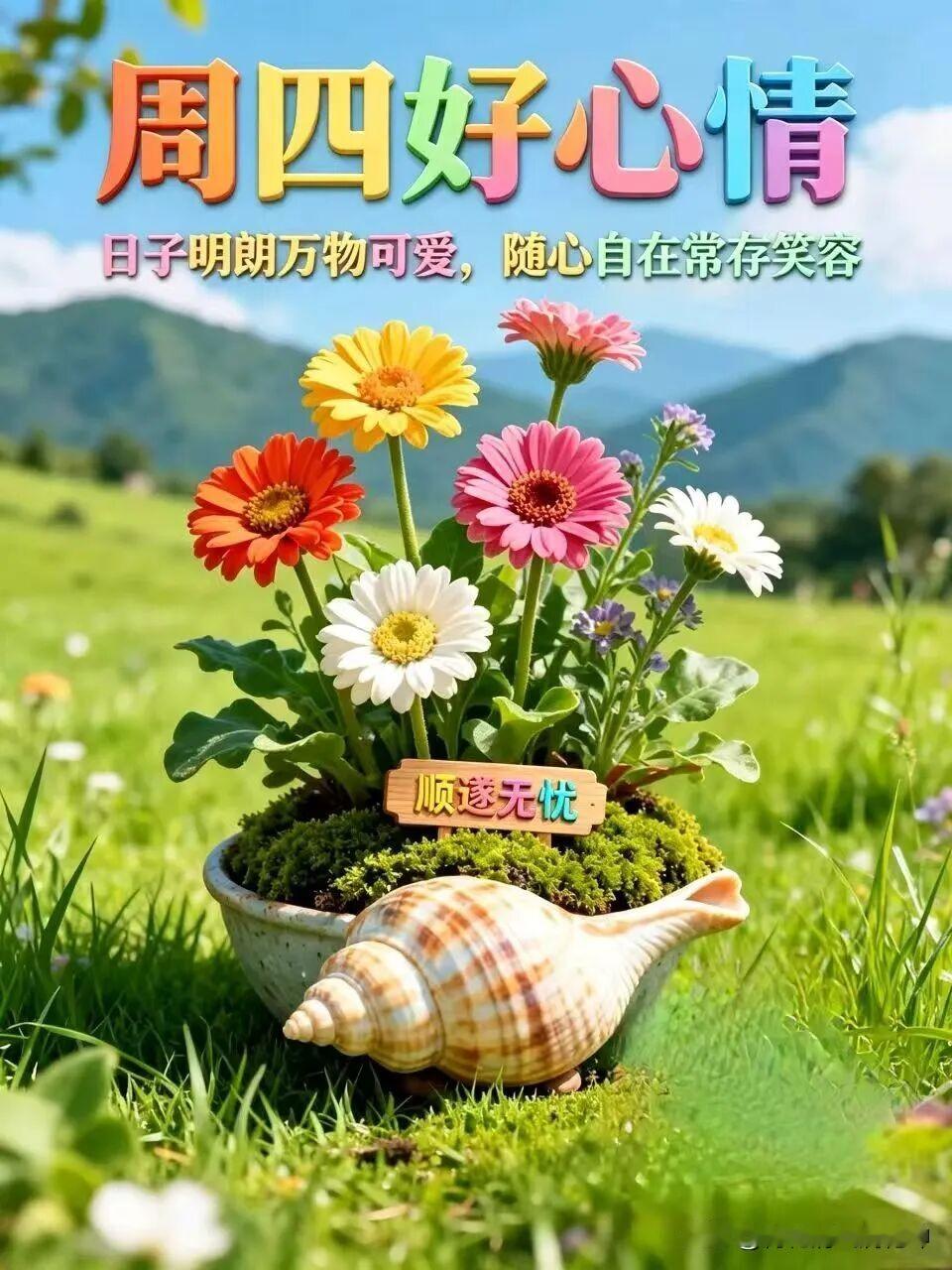周四好心情，顺遂无忧，万物可爱，常存笑容！🌸🌼🌻