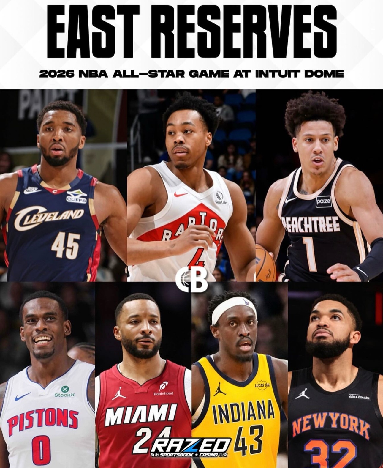 东部全明星替补出炉：米切尔￼、唐斯￼、杰伦·约翰逊￼、西亚卡姆￼、鲍威尔￼、巴恩