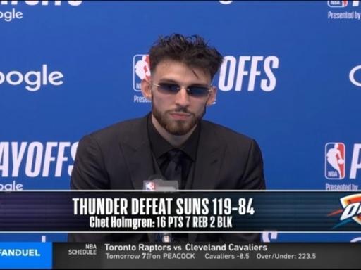 雷霆内线球员切特在赛后回应狄龙，他本来就是这种人设，我没放在心上。
 
雷霆痛击