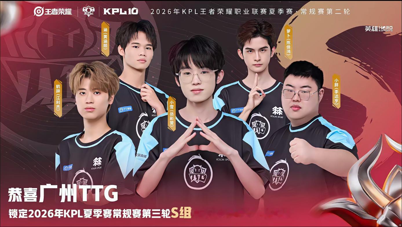TTG锁第三轮S组恭喜锁定2026KPL夏季赛 常规赛第三轮S组并获得季后赛参赛