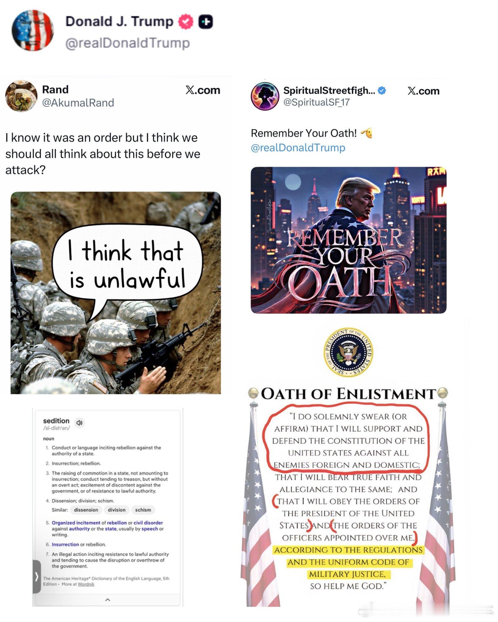 【黄金时代】川普昨晚转发多条Q文，对民主党议员录视频动叛乱行为感到无比愤怒，他连