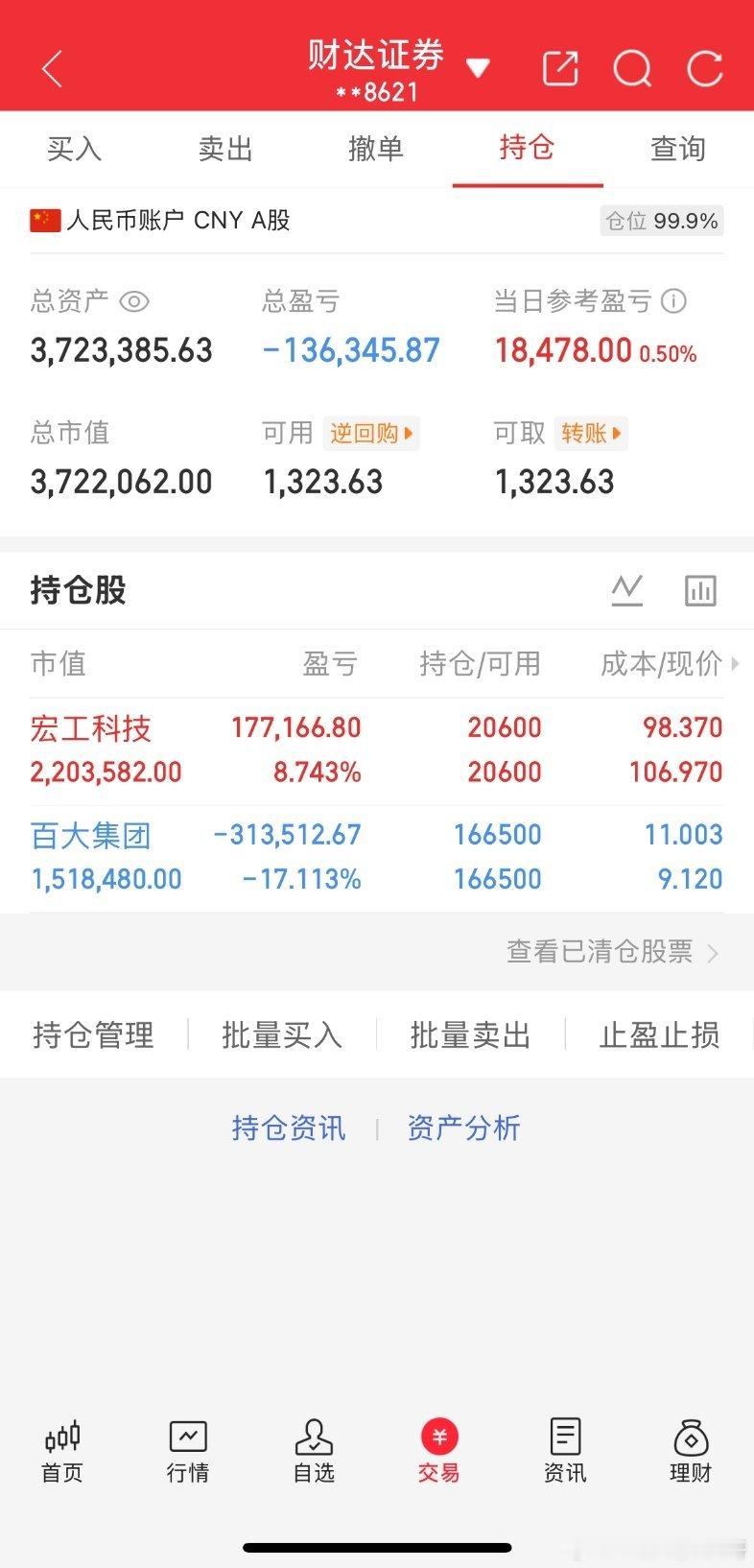 起点：100万本金目标：一年10倍收益（第63天）承诺：全程实盘记录，不藏私、不