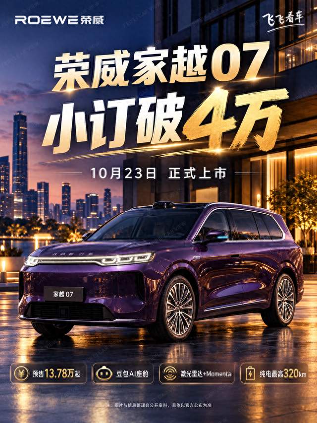 荣威家越07的上市日期定了：10月23日！