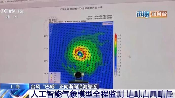 AI让人类从容应对天灾当台风"巴威"在西太平洋生成时，上海市气象局的人工智能模型