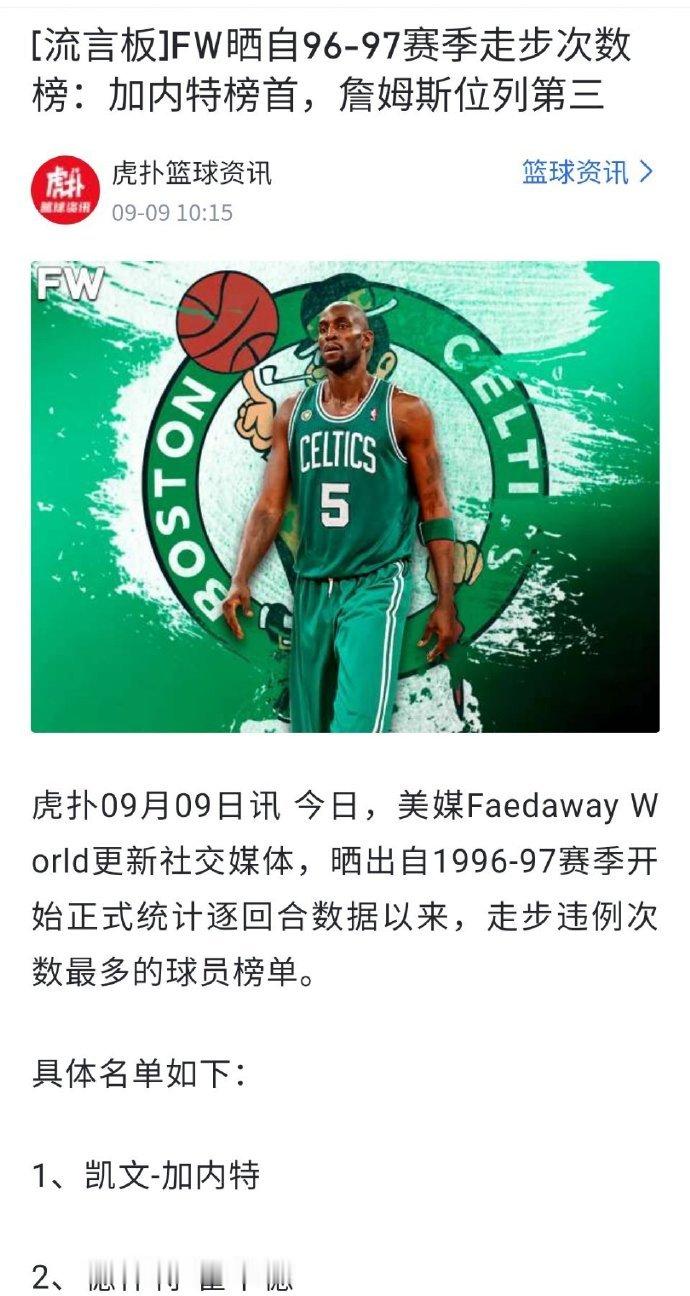 美媒Faedaway World晒1996-97赛季开始正式统计逐回合数据以来，