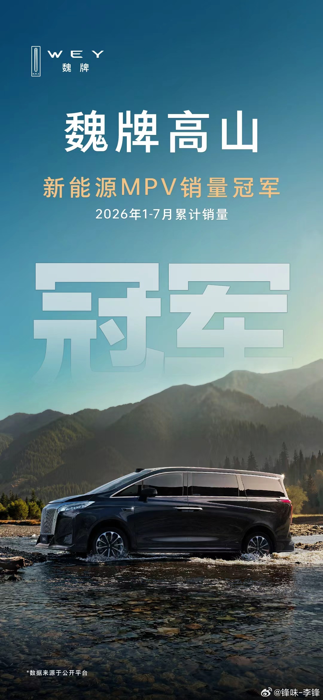 每一份信任，都值得用心回应魏牌高山登顶1-7月新能源MPV累计销量冠军，冠军，从