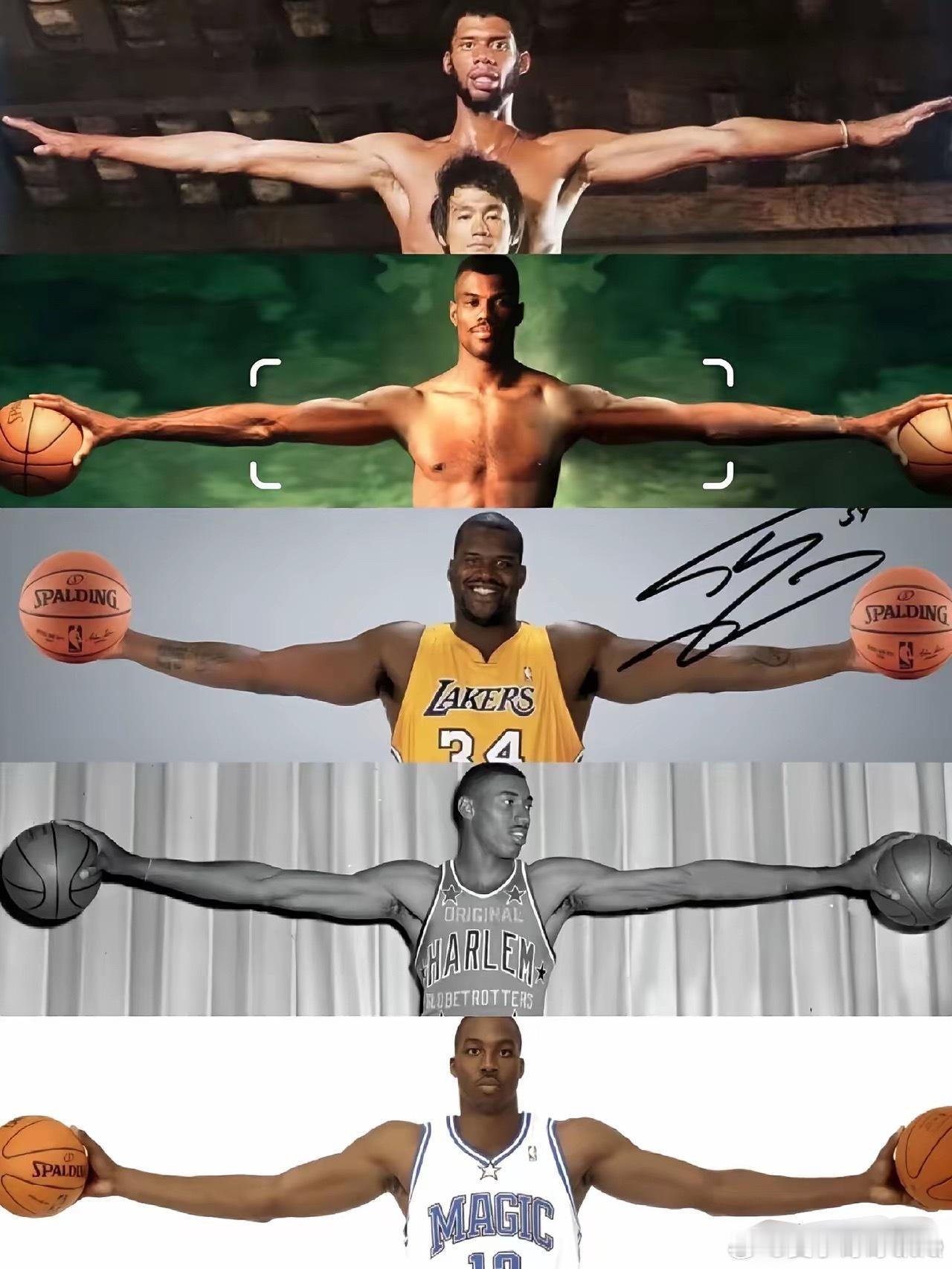 NBA 超级中锋静态天赋对比，你觉得谁强👍1.大卫·罗宾逊，原版经典双臂平展海