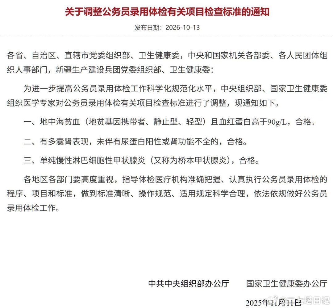 公务员体检标准调整，只能说感谢前人推动体检进步 ​​​
