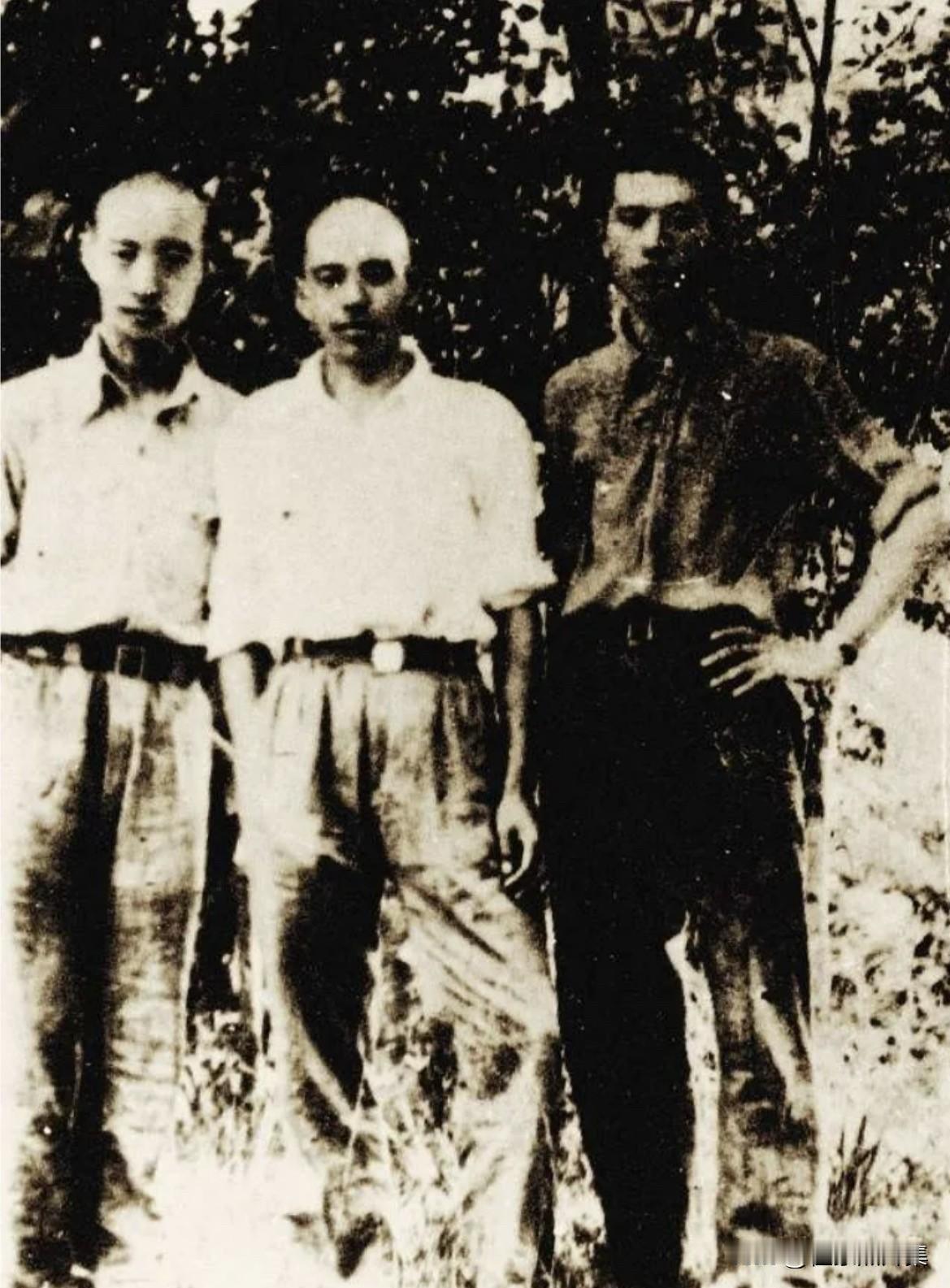 1945年夏，左起：吴云鹏、廖汉生、刘真在襄南留影。1945年9月，为应对内战危