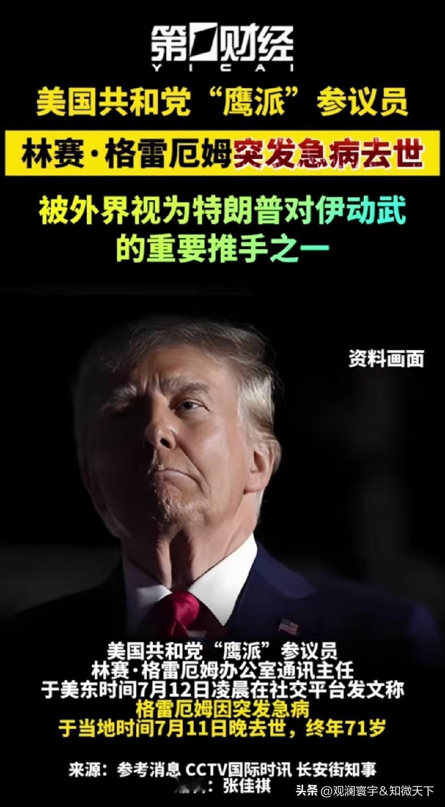 对伊动武的重要推手之一死了？这么突然？有人开始动手了？