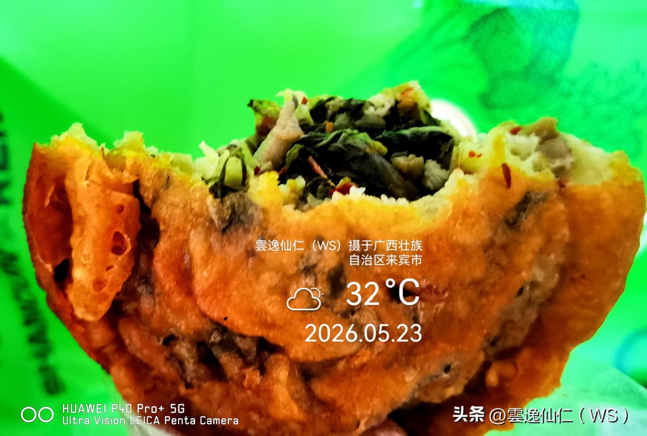 月居生活记录（9789）广西壮族自治区来宾市（15）品尝小吃4：酸菜粑（2元1个