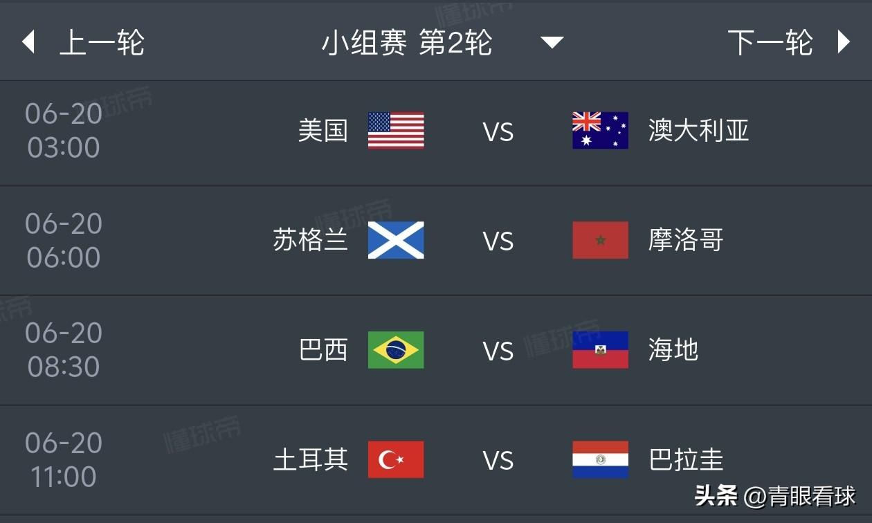 美加墨世界杯小组赛预测（6月20日）
1，美国2比1澳大利亚
2，苏格兰0比2摩