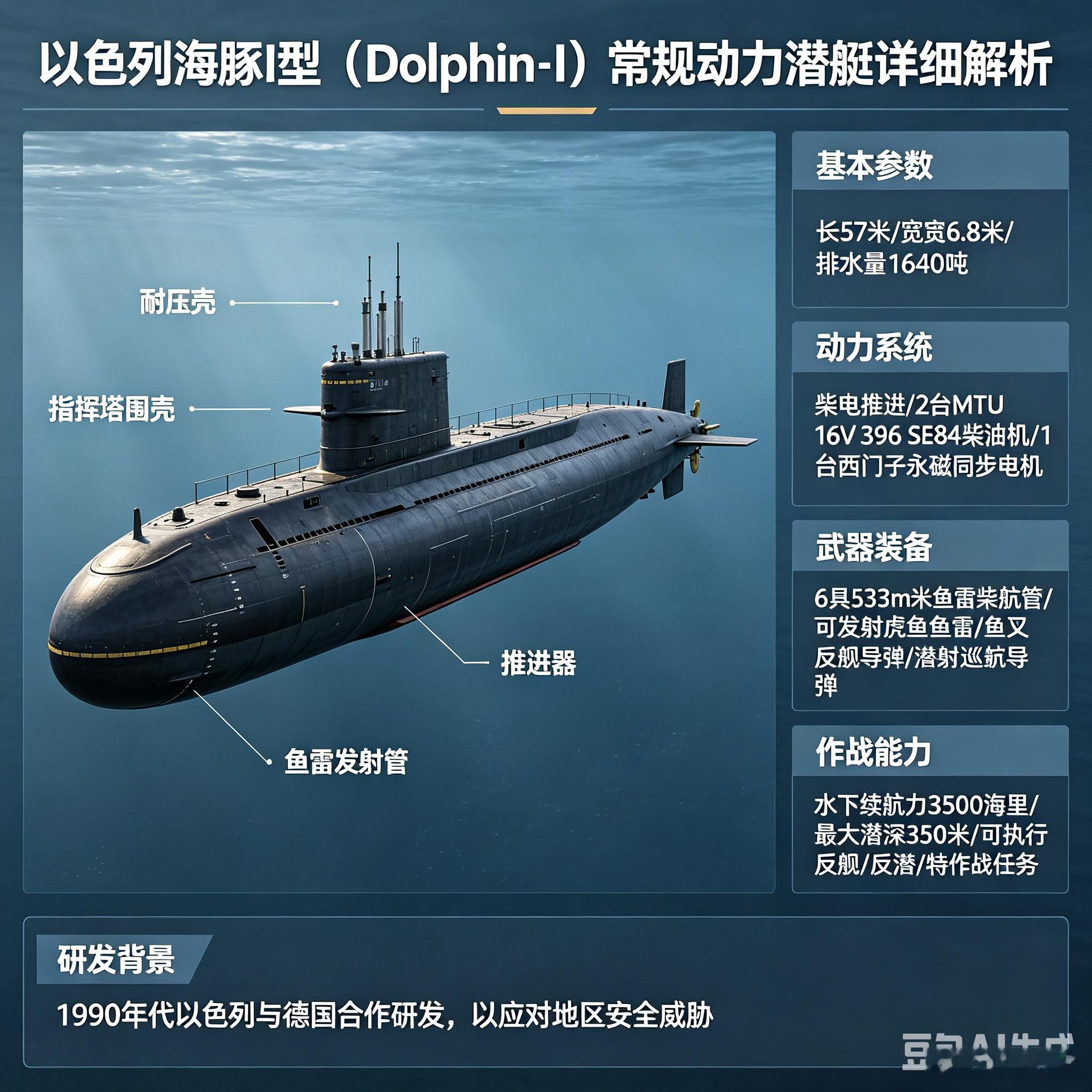 军事ai新视野 以色列海豚I型（Dolphin‑I）常规动力潜艇ai热力追踪 共