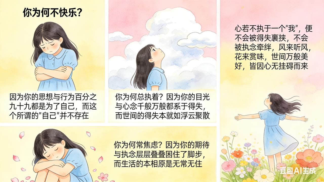 宗萨钦哲仁波切 ​​​：
你为何不快乐？因为你的思想与行为百分之九十九都是为了自