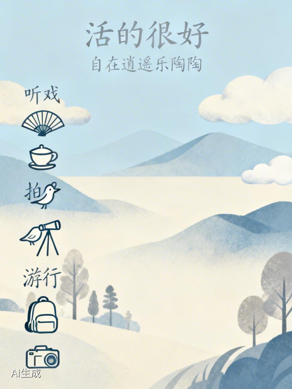 用一句话概括你活的很好一日三餐肉不少，劳做不累两个倒。闲暇无事听听戏，兴致来时去