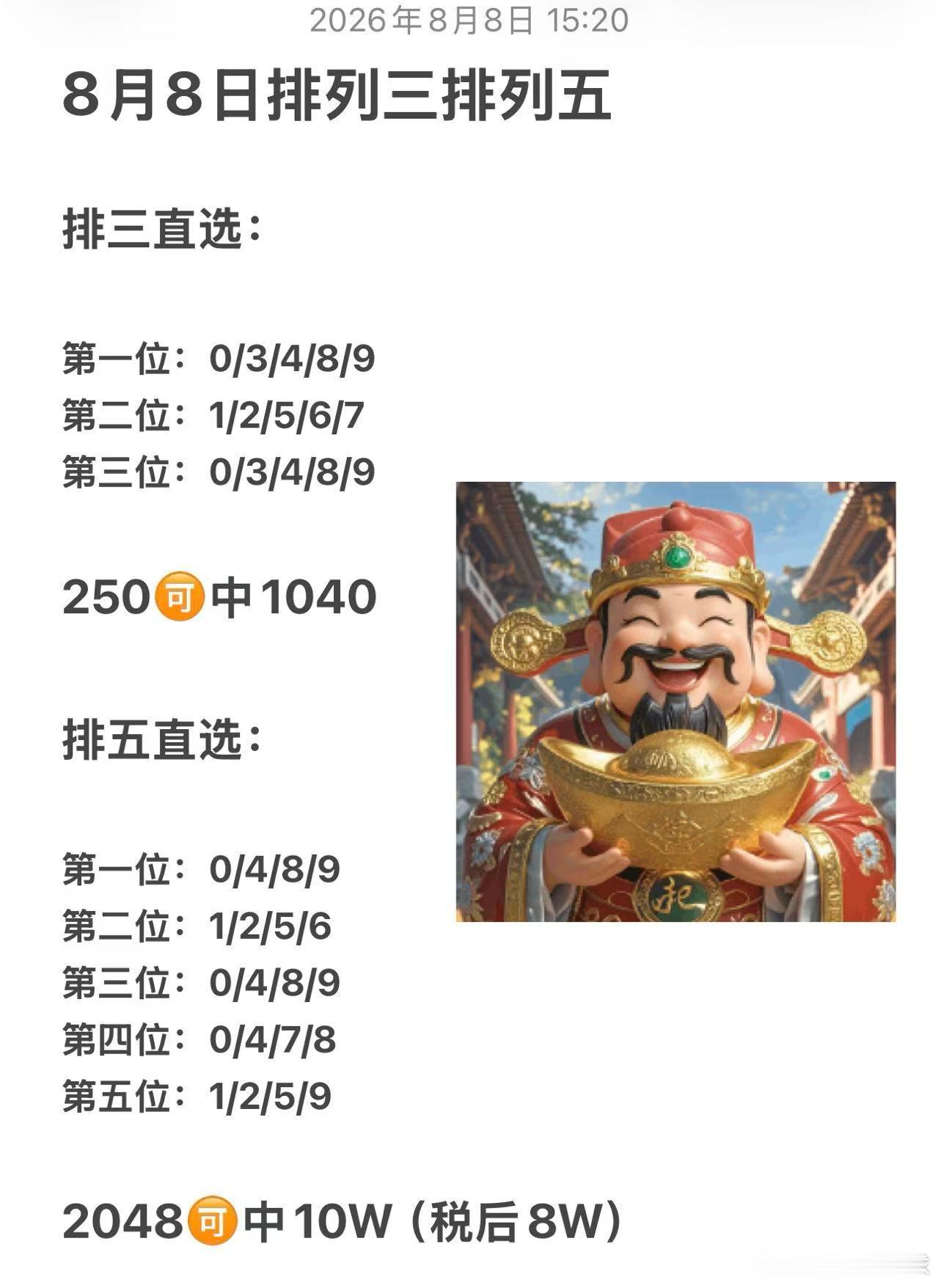 8月8日排列三排列五才子谢足球的斯是陋室 排三直选：第一位：0/3/4/8/9第