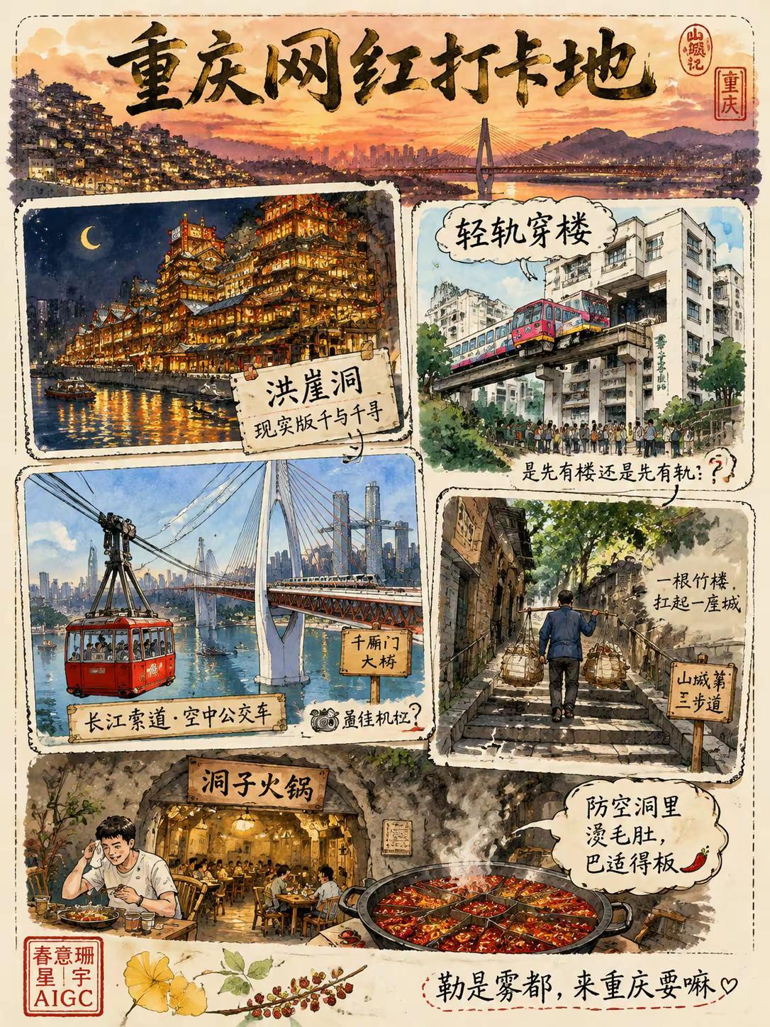 😵重庆的地图，在导航里是立体的。重庆的魔幻，刻在骨子里。轻轨穿楼，楼和轨道同期