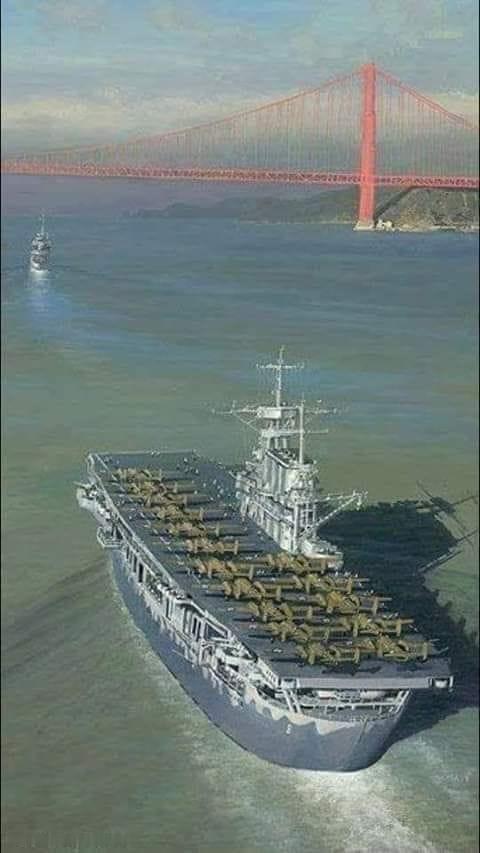 美利坚合众国
1942年4月2日。
美国陆军空军轰炸机在她的甲板上离开旧金山湾。