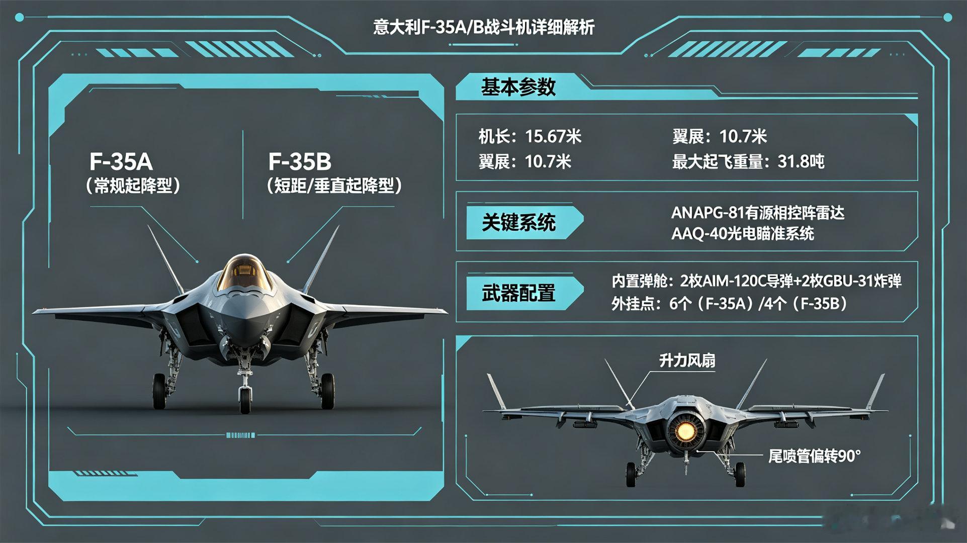 军事ai新视野 意大利F-35A/B战斗机ai热力追踪 意大利是F-35项目二级